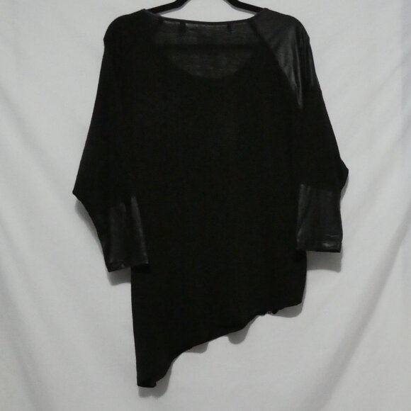 BUFFALO - David Bitton | medium | Black Asymmetrical Top | Faux Leather Accents - Picture 2 of 16